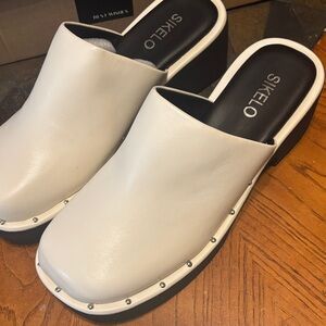 Women's White Studded Mules